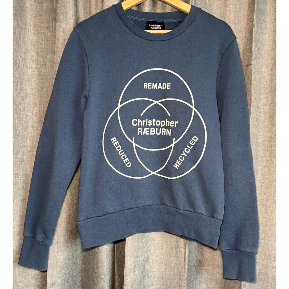 Christopher Raeburn Men's Blue Logo Sweatshirt Size Small